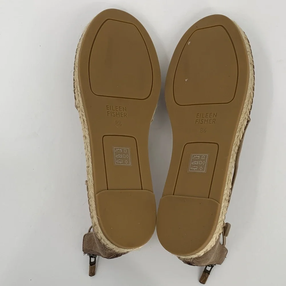 Eileen Fisher Lace-up Espadrille Shoe bronze strappy metallic flat new 8.5